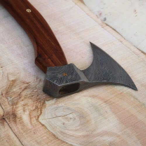 Handemade Viking Steel Damascus Hatchet Throwing Custom Hand Made Bearded Camping