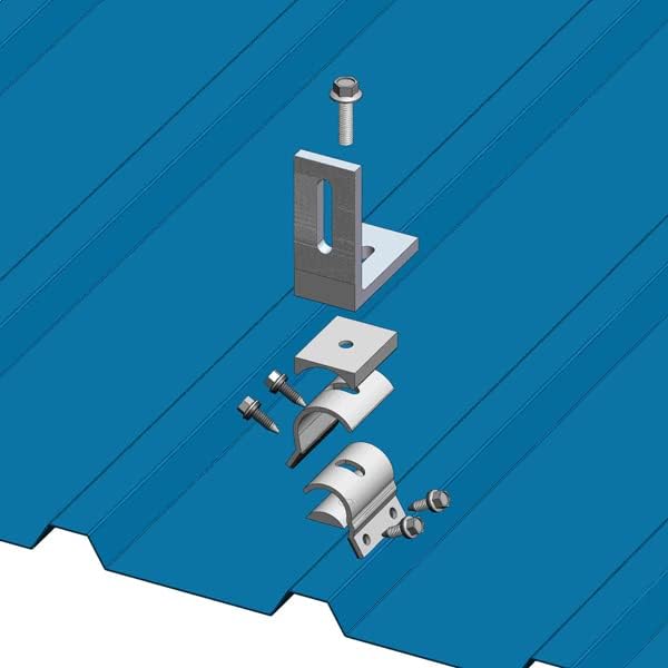 4 MageBracket RL with L Bracket R-Panel Trapezoidal Metal Roof Mounting Racking Rib Brackets Clamps for Solar Panel Module Installation