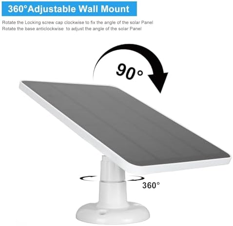 Solar Panel for Security Camera Outdoor 10W Video Doorbell Solar Panel Charger for Nest for Doorbell 2K 2 3 IP66 Water Proof 360° Adjustable Bracket (CSP4W-O-W)