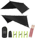 Gold Armour Rainfly Tarp Hammock Premium 14.7ft/12ft/10ft/8ft Rain Fly Cover Waterproof Ultralight Camping Shelter Canopy Survival Equipment Gear Camping Tent Accessories (Black 14.7ft x 12ft)