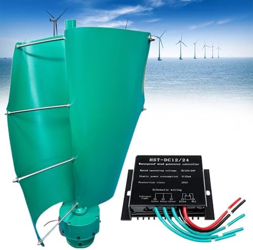 12000W Wind Turbine Generator Kit with MPPT Controller 12V/24V/48V Helical Blades Magnetic Levitation Windmill for Home &amp Street Lighting Blue 24V Power Solution