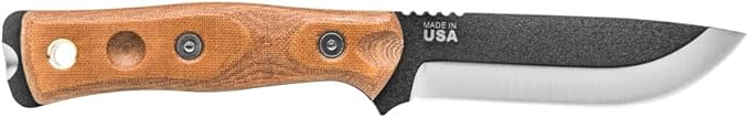 Tops Knives Fieldcraft by Brothers of Bushcraft Full Tang Fixed Blade- Black Traction Coating Finish- Black Kydex Sheath w/Rotating Spring Steel Clip (Tan Canvas Micarta Handle)