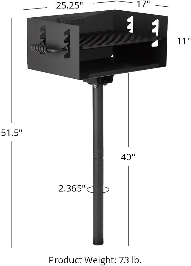 Ash &amp Ember 384 Sq. In Park-Style Charcoal Grill Single Post Barbeque Grill Adjustable Grate Height with Spring Handles Outdoor Camping &amp Backyard BBQ Cookout
