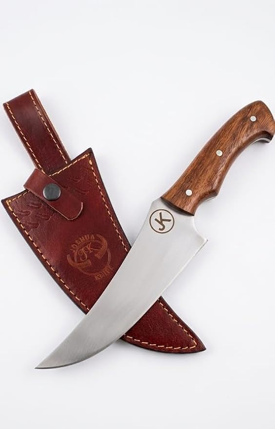 Handmade Premium Hunting Knife 12” Overall-7.5” High Carbon Steel FixBlade-4.5” Rosewood Handle Grip-With Leather Sheath-Multi Purpose Slicing Meat&ampvegetablesCampingSkinningHunting.M98HN