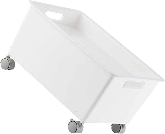 Premium PP Sturdy Portable Large Capacity Storage Basket Roller Box for Books Clothes Shoes Organizer Boxes (White)