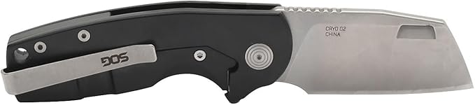 SOG Stout FLK Cleaver Daily Carry Folding Knives | G10 &amp Steel Handle | CRYO D2 Steel Blade | Short-Blade Frame Lock Folder