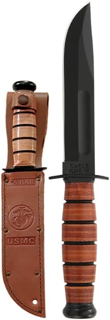 KA-BAR Knives United States Marine Corps Knife Model 1250 with Sheath Classic Fixed Blade Utility Knife