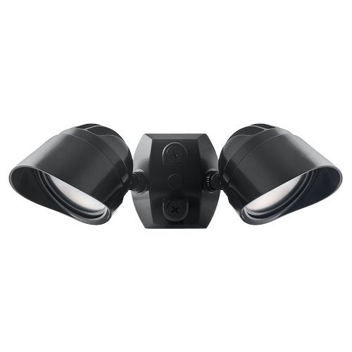 RAB Lighting BULLET2X12YA Dual Head LED Flood Light | Outdoor Security Spotlight Field Adjustable Wattage 24W 18W 12W CCT 3000K 4000K 5000K IP65 120V - Black