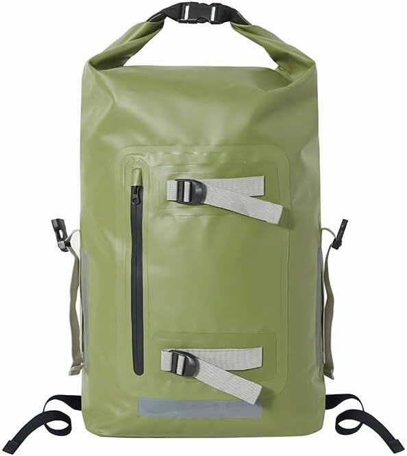 Waterproof Dry Bag 40L Roll Top Lightweight Dry Storage Bag Backpack with Exterior Zippered Pocket for Travel