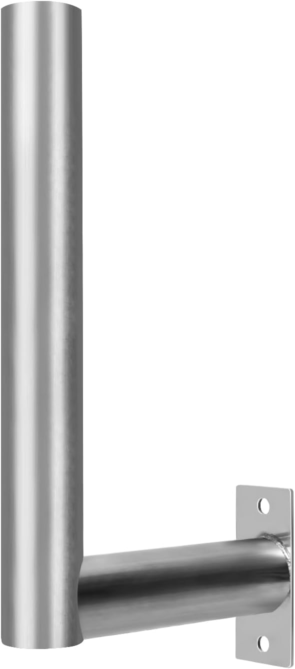 Stainless Steels Pole Mount 12'' Length Universal L-Type Pole Mast Bracket for for Outside AntennaWeather StationSolar Panel