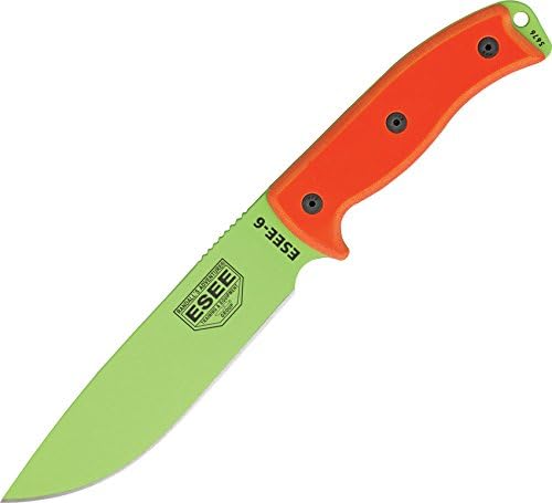 ESEE Knives 6P Fixed Blade Knife w/Molded Polymer Sheath (Venom Green Blade/Black Sheath)