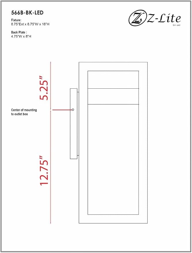 Z-Lite 566B-BK-LED 1 Light Outdoor Wall Sconce Black