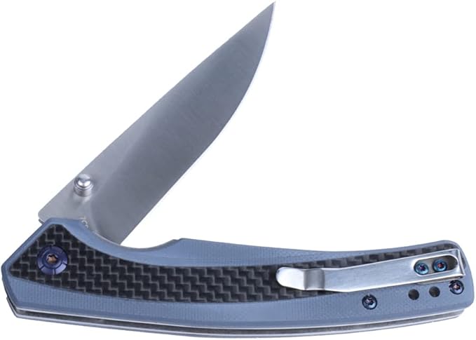 MASALONG Kni242 Folding Knife G10 Carbon Fiber Handle Outdoor Knife Fit Camping Wilderness Survival 59HRC hardness rust resistant blade