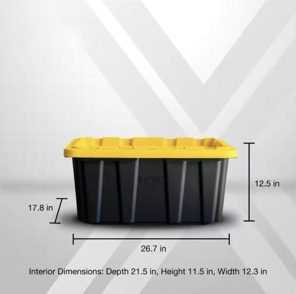 17-Gallon Tough Storage Tote in Black with Yellow Lid OG60537