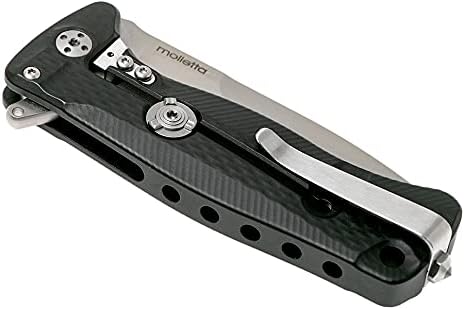 Lion Steel SR22A Sleipner Frame Lock Folding Pocket Knife - Machined Aluminum Handle IKBS Ball Bearing System Dual Carry Clip (Black Handle Satin Blade)