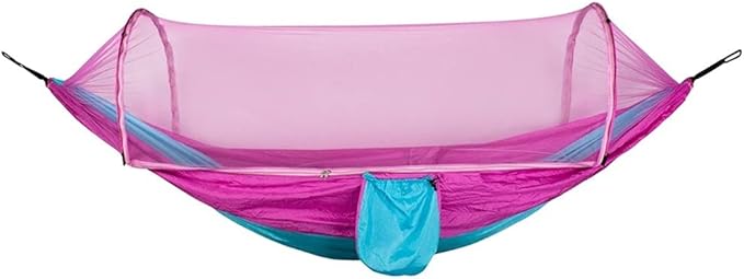 Portable Hammock Portable Camping Hammock Swing Bed Patio Hammocks with Net Carabiners for Outdoor Beach Garden Backyard for Backpacking Beach (Color : Purple)