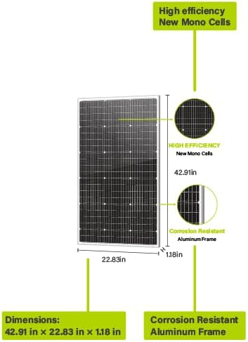 Newpowa 10BB 120W Solar Panel High-Efficiency Monocrystalline 24V PV Module Designed for 24V Off Grid System Charge Your Battery of RV Boat Camper Trailer Gate Opener