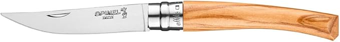 Opinel Effile Slimline Series Folding Fillet Knife – Slim Blade Folding Knife Virobloc Locking Collar Sustainably Harvested Wood Handles Updated Blade Profile (Olivewood/No.08)