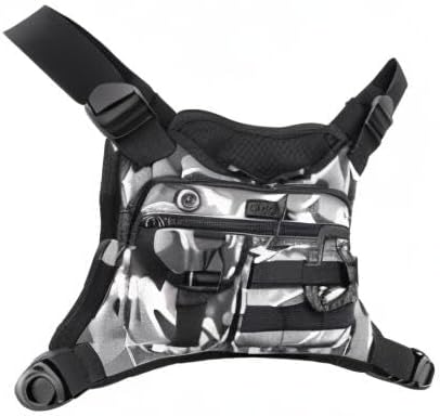 DEYACE Chest Bag For Men Tactical Inspired Sports Utility Chest Pack EDC Pouch Bag With Built-In Phone Holder for Workouts Running Cycling Grey