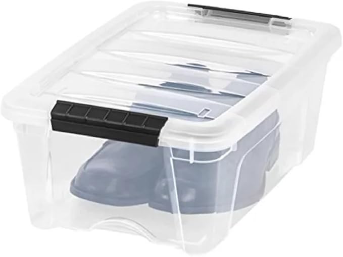 iris Buckle Up Storage Box 12.9 Quart Clear 4 Count