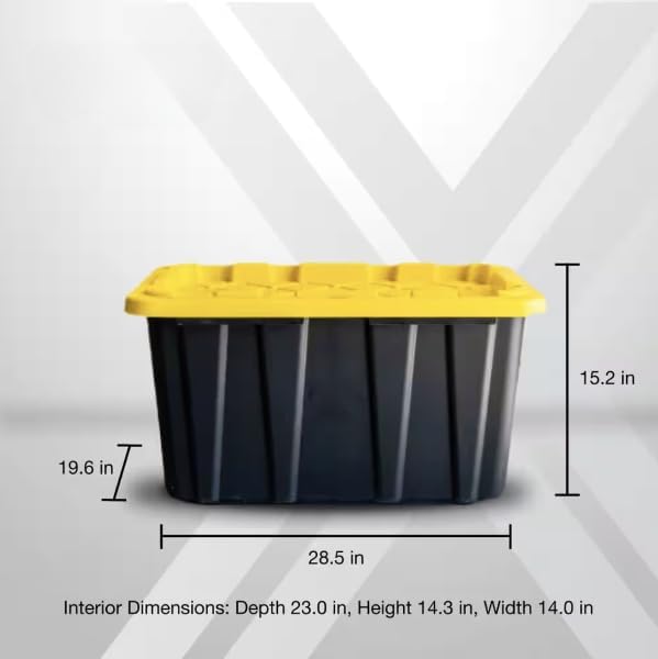 Heavy-Duty 27-Gallon Storage Tote in Black and Yellow GS02698