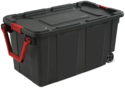 40 Gallon Wheeled Industrial Tote Plastic Set of 2 (Black)