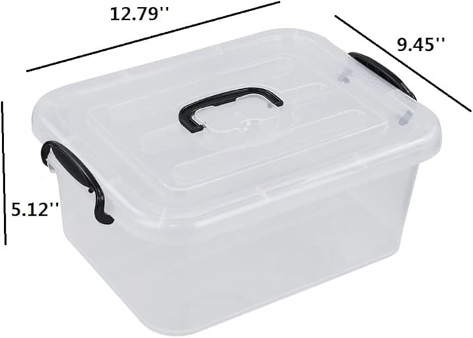 8 Liter Plastic Storage Box 2-Pack Clear Storage Bins with Handles