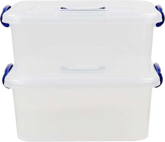 8 L Clear Plastic Storage Box with Handles 2 Packs
