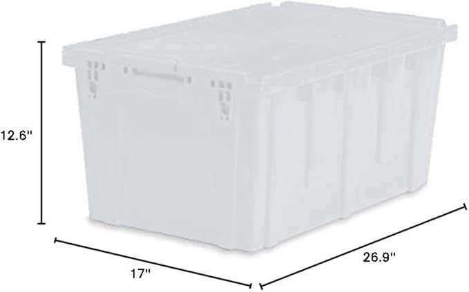 Extra Large Storage Tote with Lid 26.9 L x 17 W x 12.6 H - Semi Clear