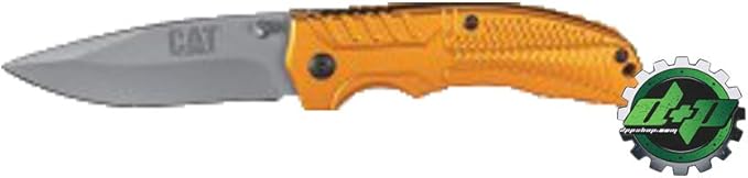 Diesel Power Plus CAT Caterpillar 6 Drop Point Folding pocket Knife Gold Anodized Aluminum Handle