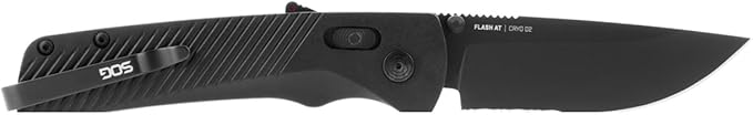 SOG Flash AT Daily Carry Ambidextrous Partially Serrated Pocket Folding Knives Ergonomic Handle D2 Steel Blade