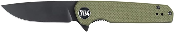 704 Gear Blitz EDC Folding Pocket Knife | Compact 2.98 Blade D2 Steel G10 Handle Reversible Pocket Clip | Olive Drab Green