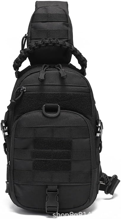 Shoulder Sling Bag Chest Pack Camping Waterproof Sports MOLLE System Sling Bags for Hiking Climbing Cycling Fishing(Black)