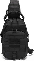 Shoulder Sling Bag Chest Pack Camping Waterproof Sports MOLLE System Sling Bags for Hiking Climbing Cycling Fishing(Black)