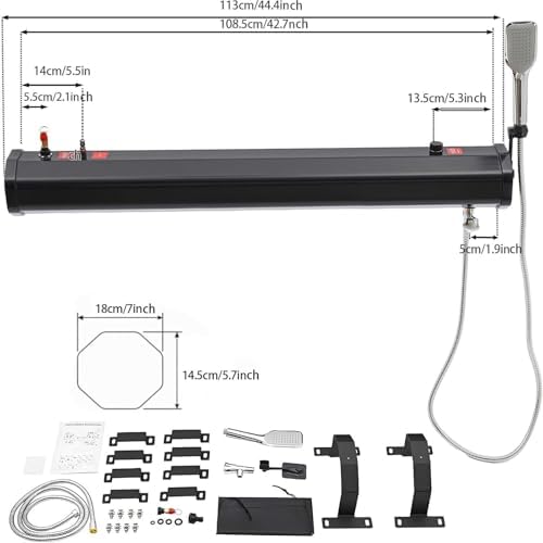 Portable Camping Shower - 18L Roof Rack Mounted Solar Heated Pressurized Water Tank for Hiking Car Wash Beach Trips - Convenient Outdoor Water Storage Solution