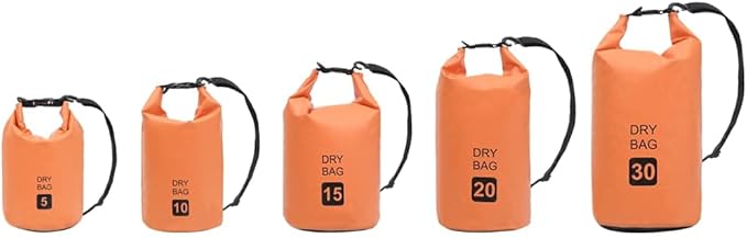 Waterproof Dry Bag Orange 5.3 gal PVC Backpack for Boating Surfing Outdoor Gear Storage Lightweight Durable Sack with Adjustable Shoulder Straps Protects Valuables