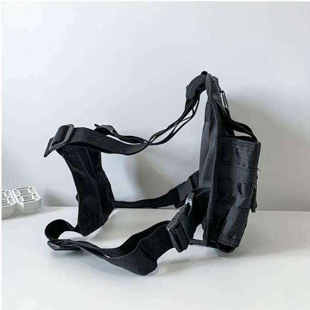Waist Pack Men's Chest Bag Outdoor Travel Tooling Vest Belt Bag Adjustable Strap Lightweight Crossbody Backpack (black)