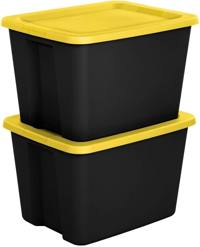 GardenNest 8-Pack 18 Gallon Plastic Storage Bins with Snap-On Lids Stackable Lidded Containers with Comfortable Integrated Handles for Camping Gear Sports Equipment Tools Blankets &amp Sleeping B