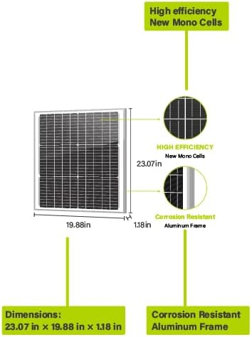 Newpowa 50W 10BB Mono Solar Panel 50 Watts Monocrystalline Module with 3ft Connectors for RVBoatHome Off Grid System