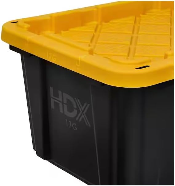 17 Gal. Tough Storage Tote in Black with Yellow Lid