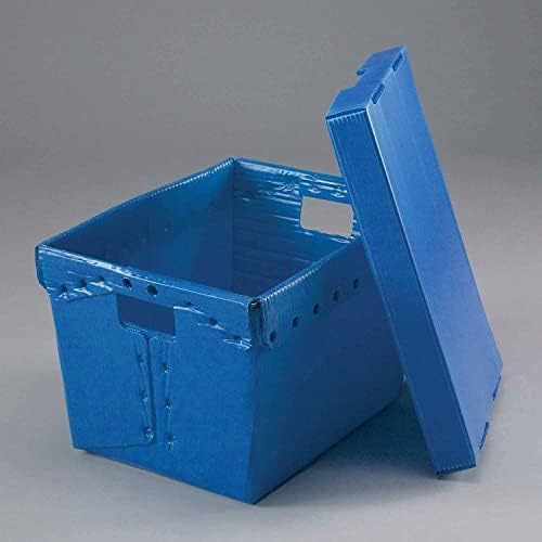 Global Industrial Postal Mail Tote With Lid Corrugated Plastic Blue 18-1/2x13-1/4x12 Lot of 10