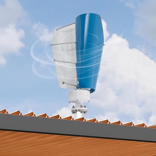12000W Wind Turbine Generator Kit with MPPT Controller 12V/24V/48V Helical Magnetic Levitation 2-Blade Windmill for Home &amp Street Lighting Blue-24V Eco-Friendly Renewable Energy