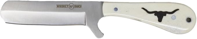 WHISKEY BENT HAT CO. Bullcutter 2 Fixed Blade Knife 440C Steel 3 Blade w/Leather Sheath (Maverick)
