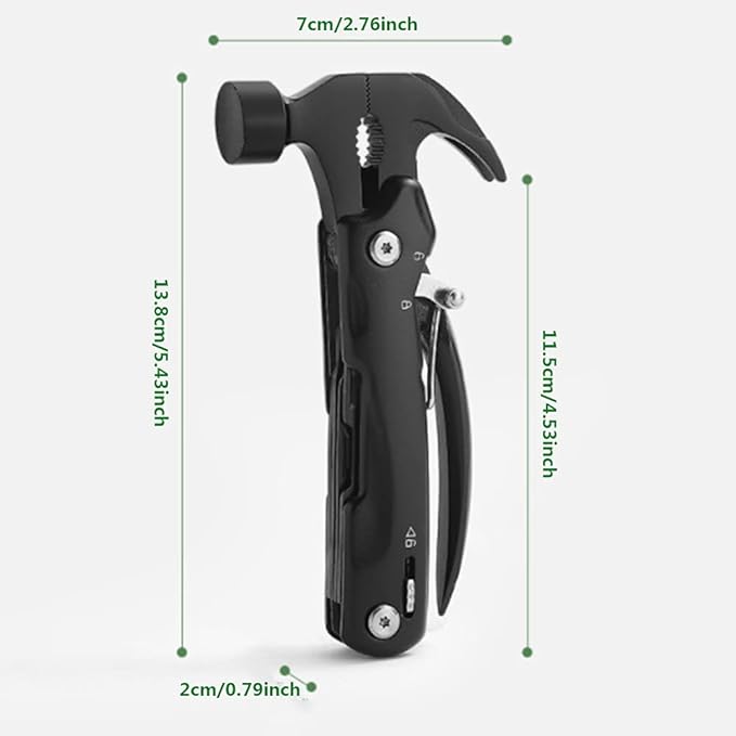 SagaSave 14-in-1 Multitool Hammer Portable Multi Tool Pliers Camping Gear Survival Tool for Sawing Wood Screwing Screws Scraping Scales Cutting Lines