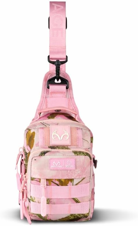 WOLFpak 4L Mini Tactical Sling Bag (Realtree APX Flushing Pink) Compact Crossbody Backpack for Gym Travel &amp EDC | Tactical Shoulder Bag with Multiple Pockets Lightweight Durable Sling Pack