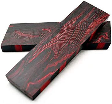 RECHERE 2pcs Knife Handle Scale Slabs Grips G10 Damascus Pattern Black Red Knives Sword Gun Making Material 130X43X8mm