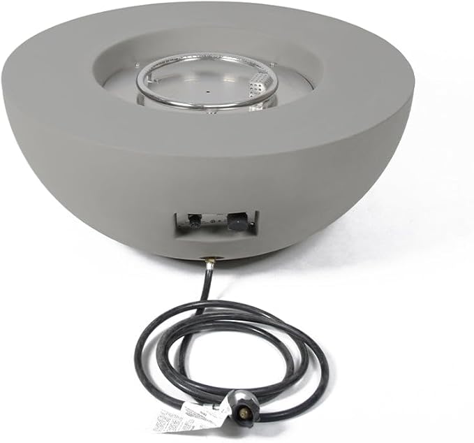 Roca Fire Table Outdoor Fire Pit 34 x 34 Cast Concrete Round Firepit Includes Lava Rocks 45000 BTUs Outdoor Fireplace for Patio Furniture Set Deck Porch Outdoor Heater - Natural Gas
