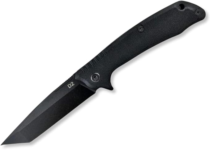 ABKT Tac Blue Shield Tanto Fixed-Blade Knife with Pocket Clip and Textured Handle