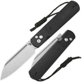 ARTISANCUTLERY Holm Folding Pocket Knife EDC Knife with 3.10'' AR-RPM9 Steel Handle with Black PVD Steel and G10 Inlay Button Lock with Safety Switch for Camping Survival Outdoor 1875P Black