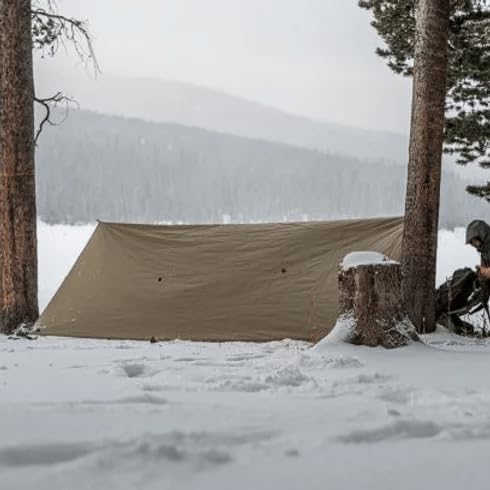 VIAM Outdoors Timberline Desert Tan Tarp: Waterproof Camping Tarp for Hunting Glassing Hammock Rain Fly Ultralight Backpacking Gear Sun Shelter &amp Heavy Duty Outdoor Protection